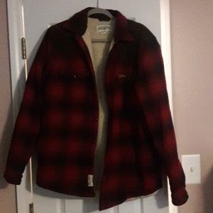 Sherpa lined plaid jacket